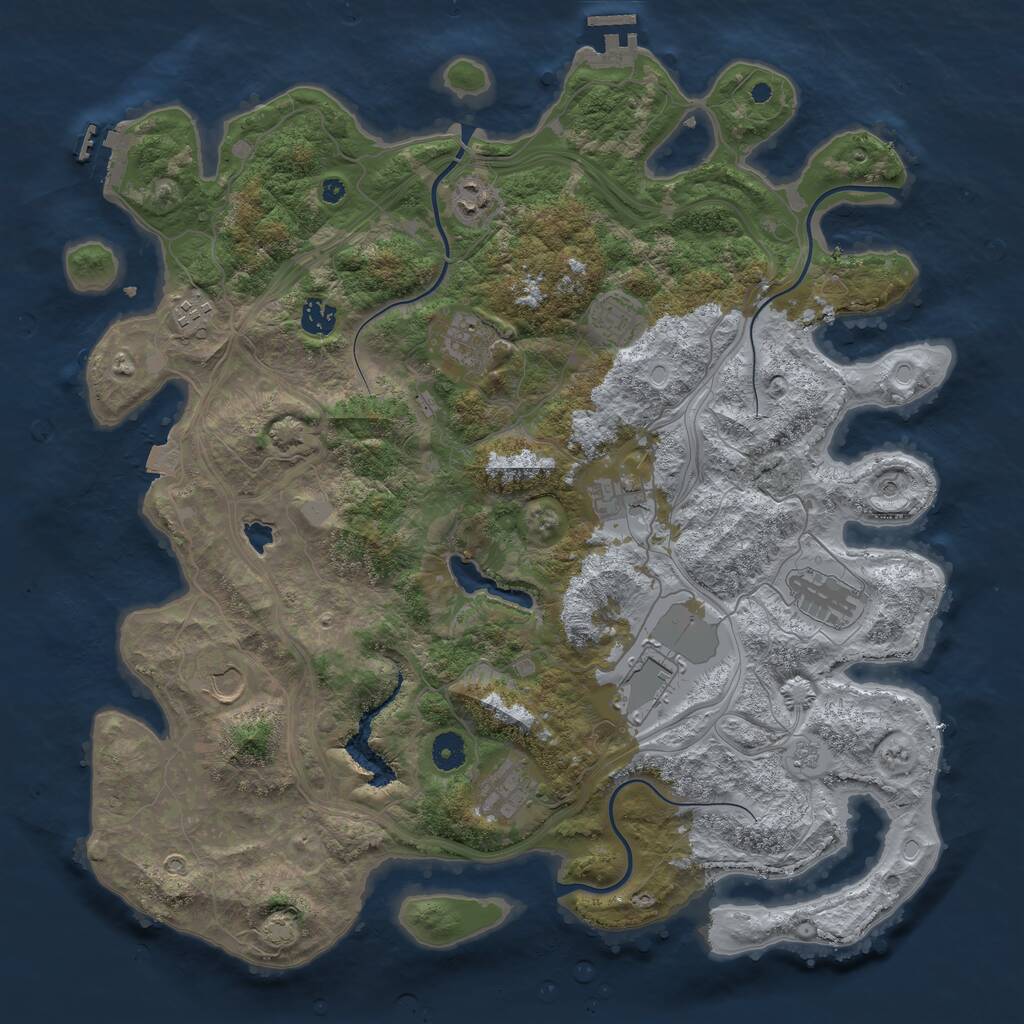 Rust Map: Procedural Map, Size: 4250, Seed: 639362590, 16 Monuments