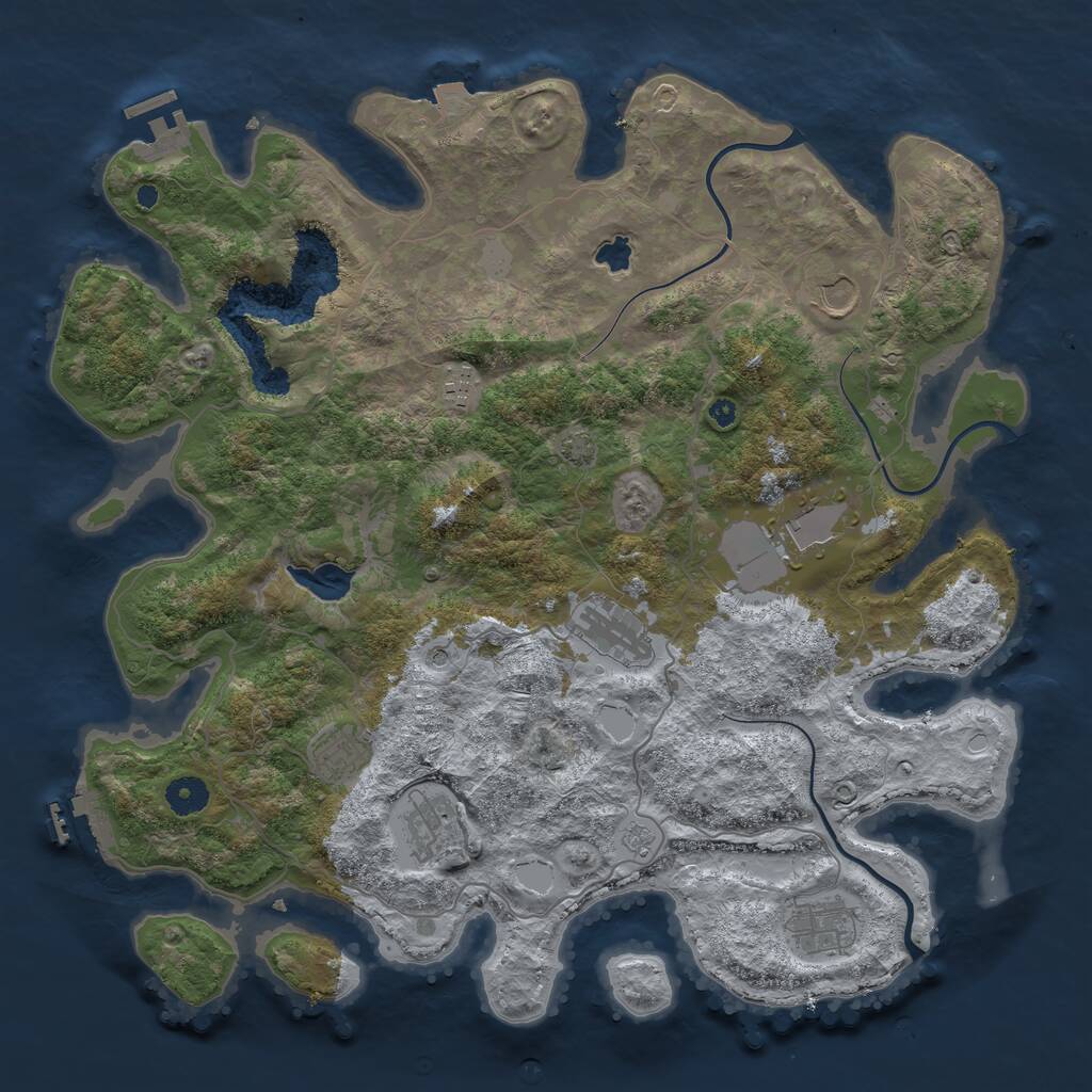 Rust Map: Procedural Map, Size: 4050, Seed: 439454029, 13 Monuments