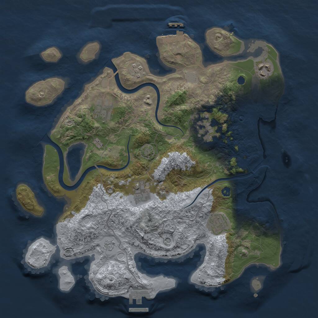 Rust Map: Procedural Map, Size: 3300, Seed: 2010182328, 12 Monuments