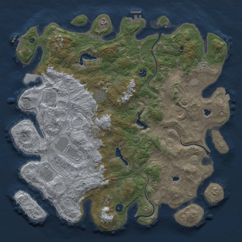 Rust Map: Procedural Map, Size: 4550, Seed: 30191057, 16 Monuments