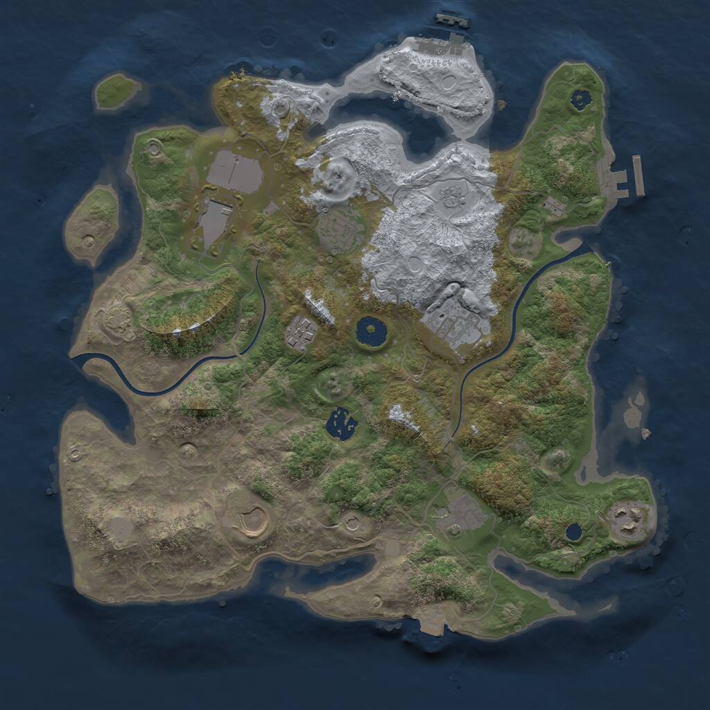 Rust Map: Procedural Map, Size: 3500, Seed: 564675, 14 Monuments