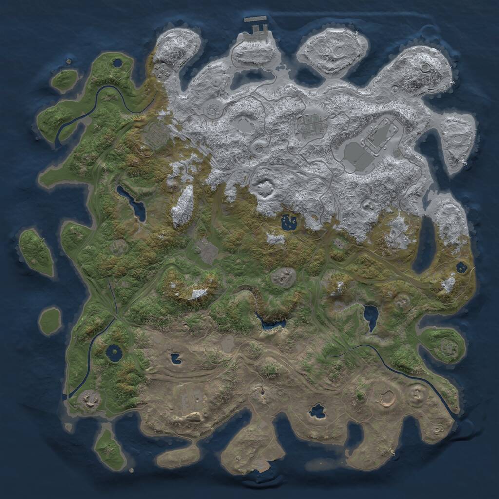 Rust Map: Procedural Map, Size: 4500, Seed: 961858992, 15 Monuments