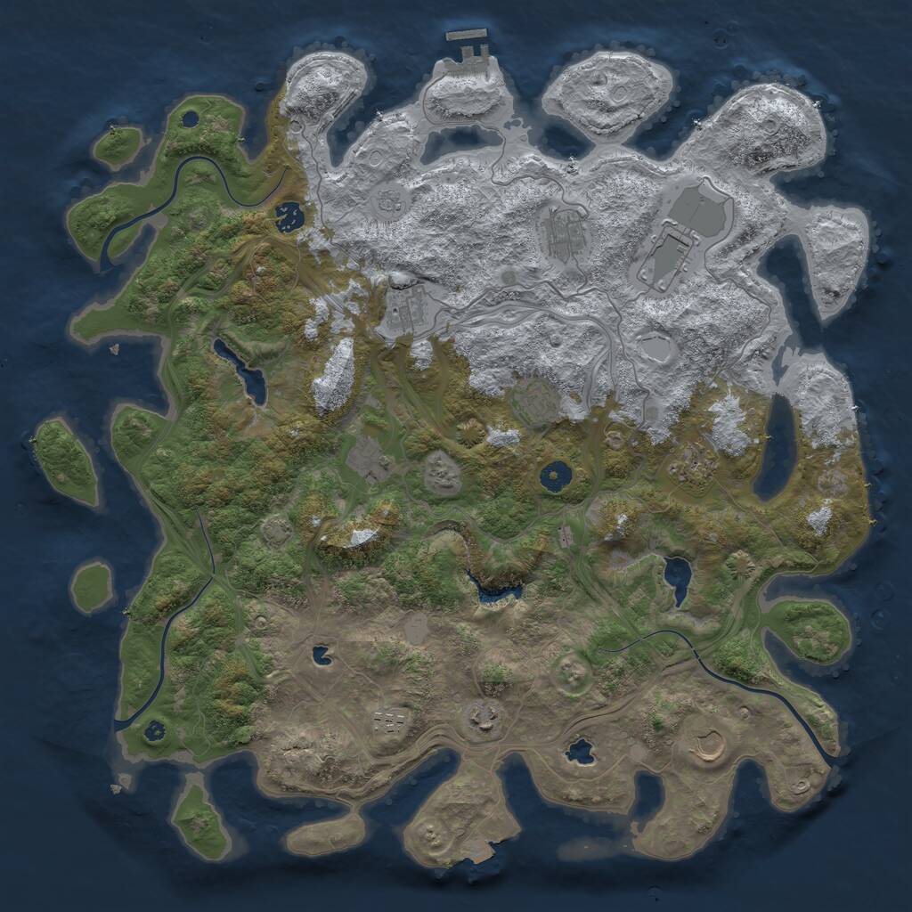 Rust Map: Procedural Map, Size: 4500, Seed: 961858992, 15 Monuments