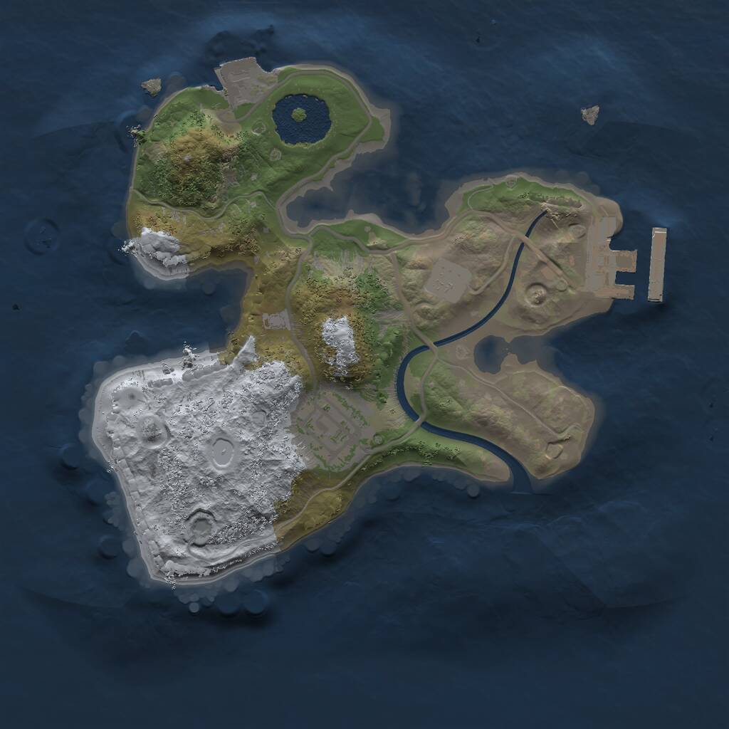 Rust Map: Procedural Map, Size: 2000, Seed: 687544, 3 Monuments