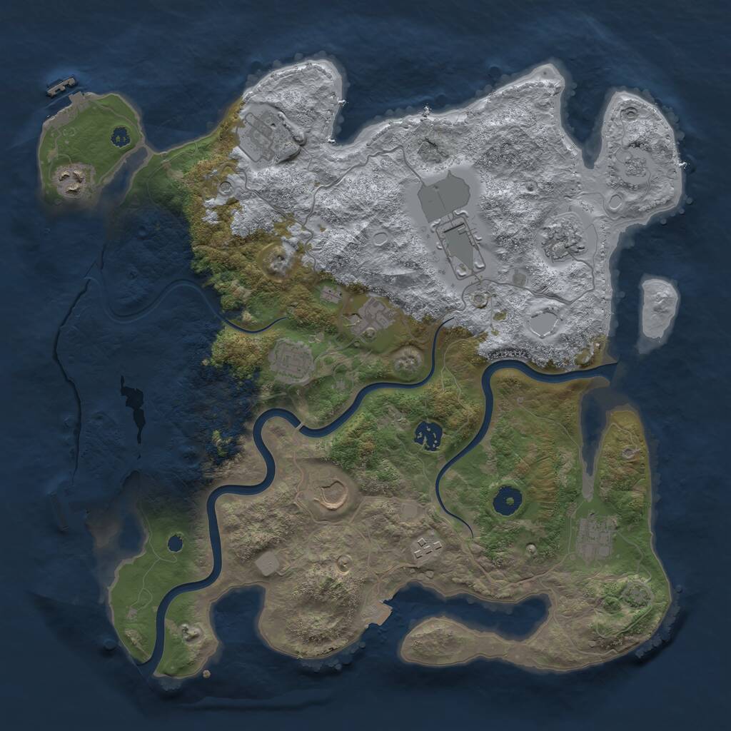 Rust Map: Procedural Map, Size: 3850, Seed: 121315421, 16 Monuments