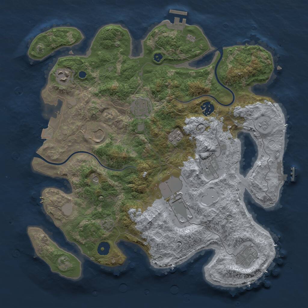 Rust Map: Procedural Map, Size: 3500, Seed: 2083804633, 14 Monuments