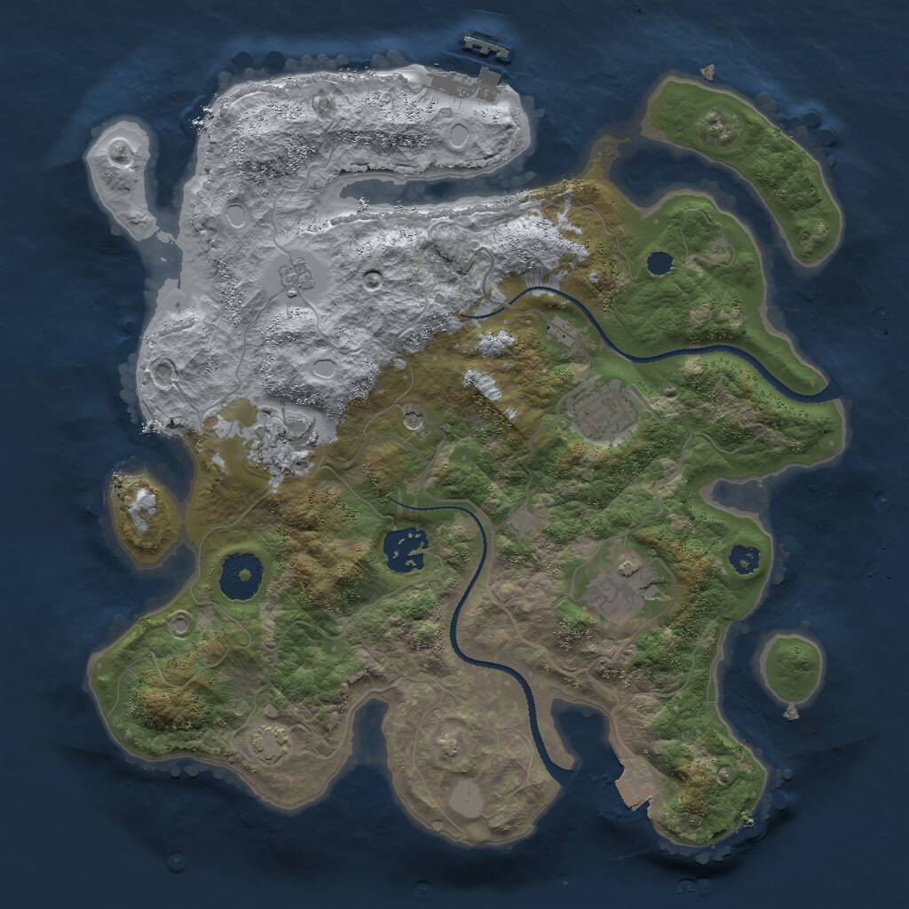 Rust Map: Procedural Map, Size: 3000, Seed: 2835176, 9 Monuments