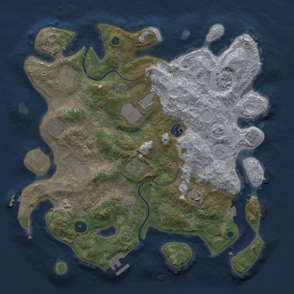 Rust Map: Procedural Map, Size: 3750, Seed: 1483184414, 14 Monuments