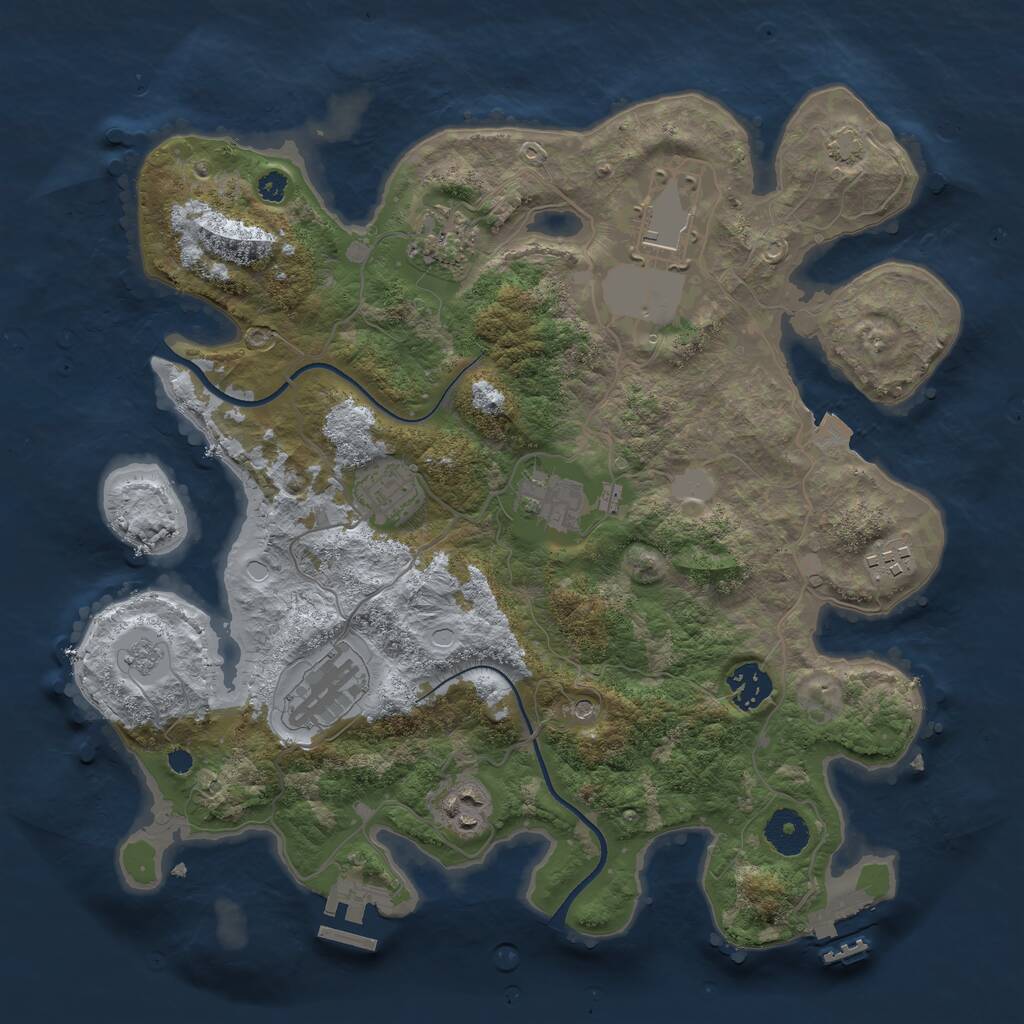 Rust Map: Procedural Map, Size: 3500, Seed: 724752457, 14 Monuments