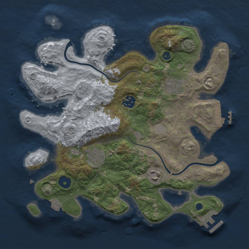Rust Map: Procedural Map, Size: 3000, Seed: 1137929545, 10 Monuments