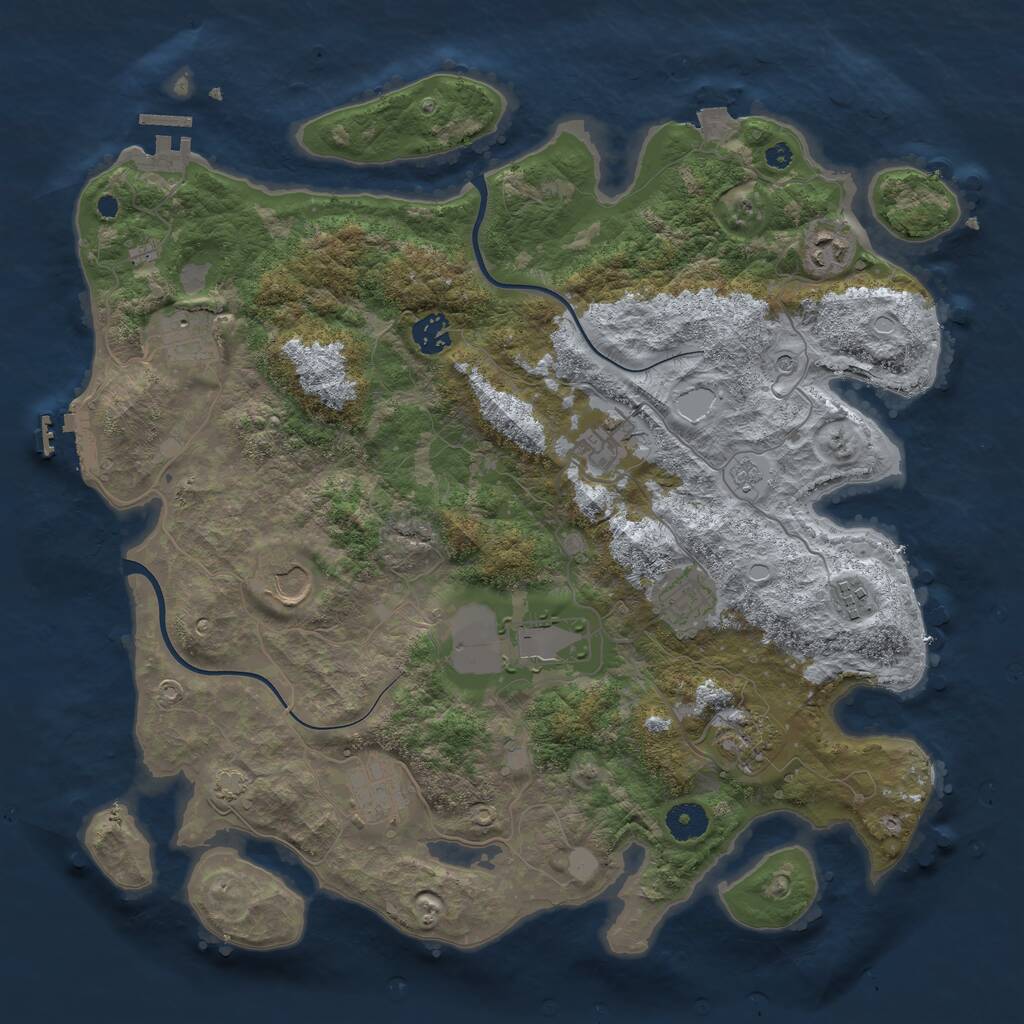 Rust Map: Procedural Map, Size: 3900, Seed: 390, 16 Monuments