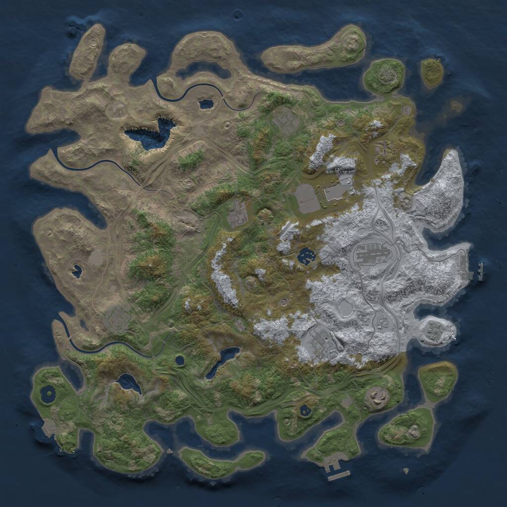 Rust Map: Procedural Map, Size: 4500, Seed: 1824575074, 16 Monuments