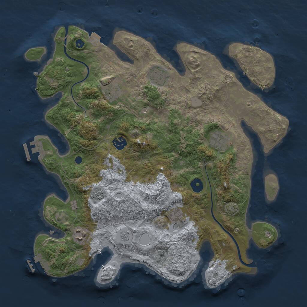Rust Map: Procedural Map, Size: 3500, Seed: 1064949596, 13 Monuments
