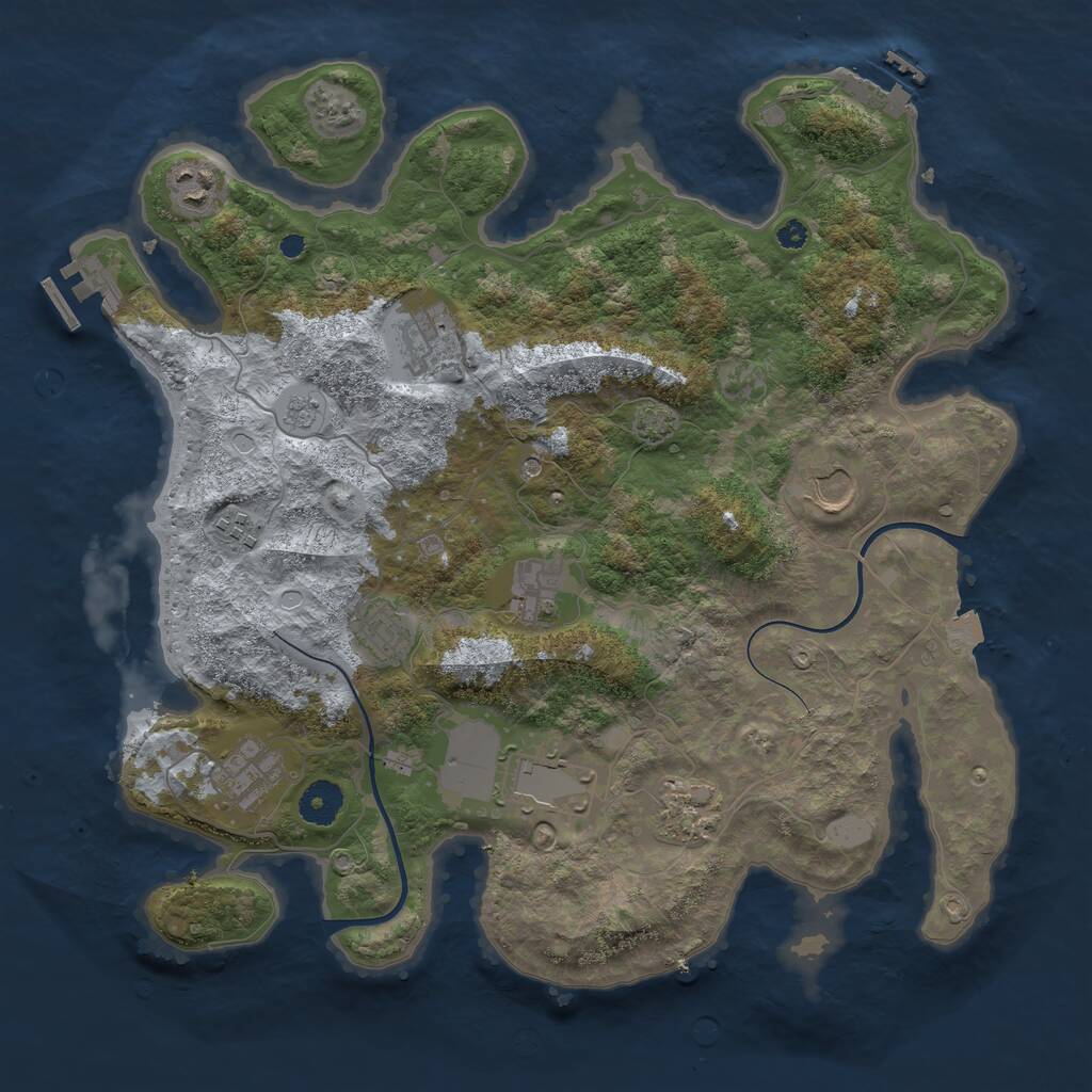 Rust Map: Procedural Map, Size: 3750, Seed: 1003106469, 15 Monuments