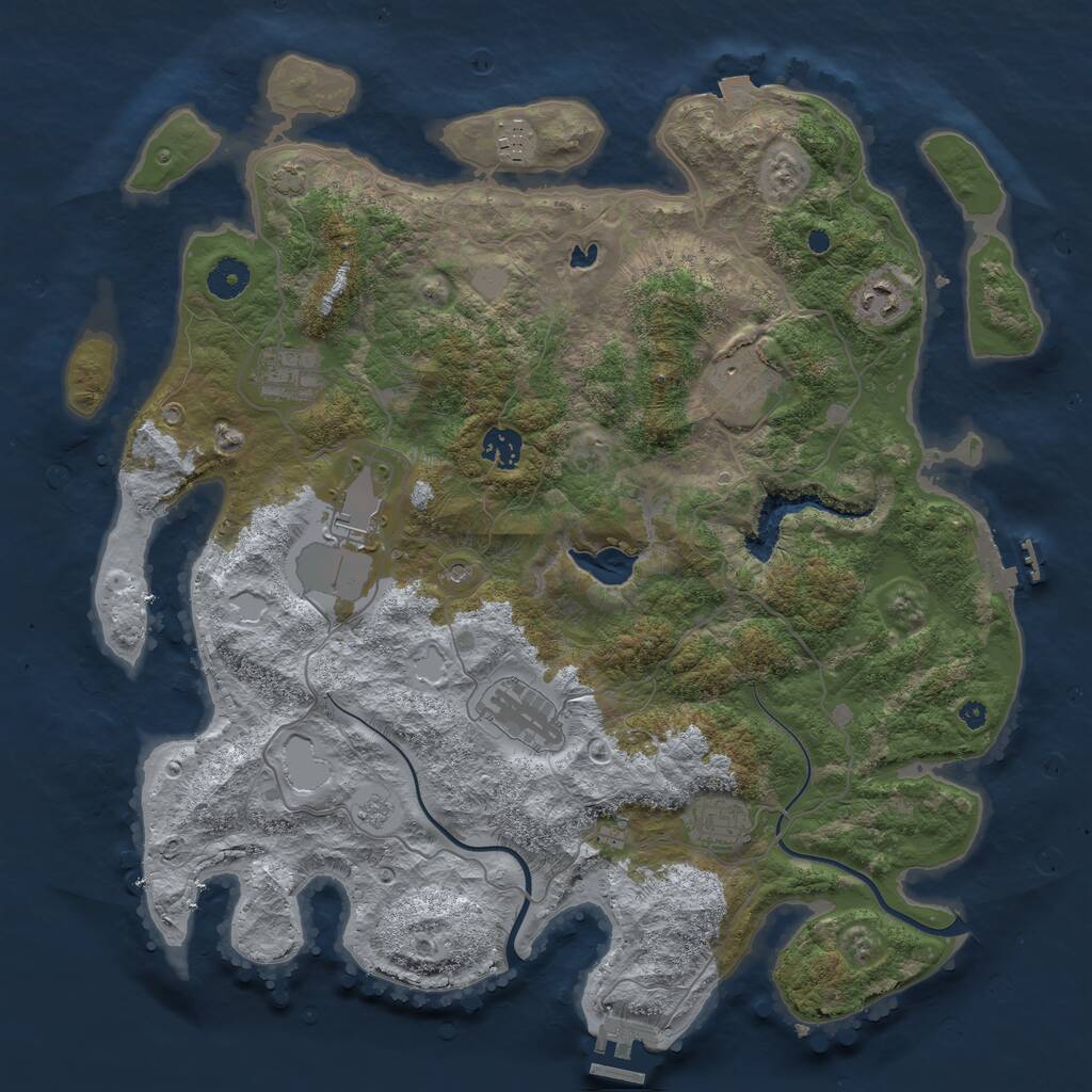 Rust Map: Procedural Map, Size: 4000, Seed: 500002, 14 Monuments