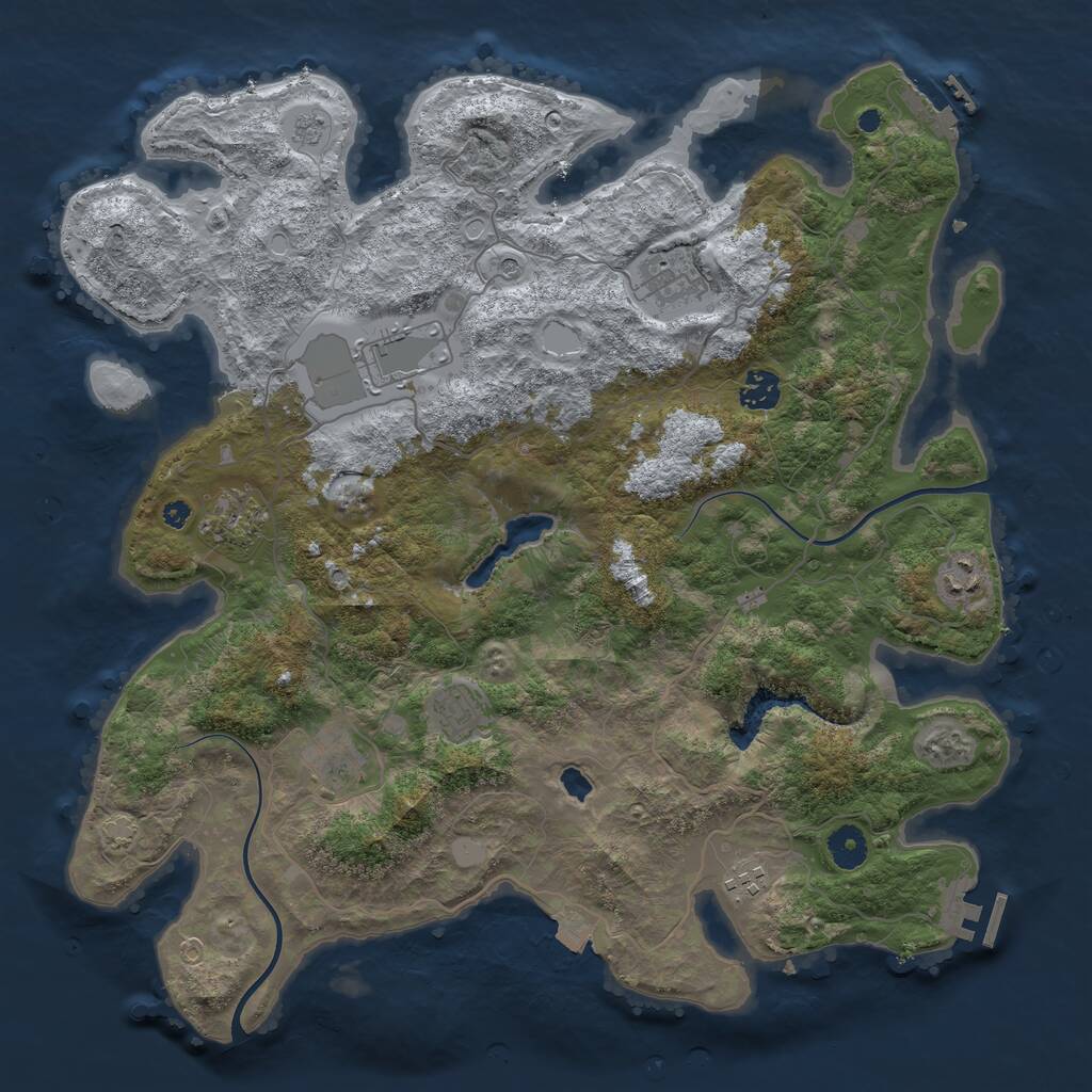 Rust Map: Procedural Map, Size: 4000, Seed: 8925364, 14 Monuments