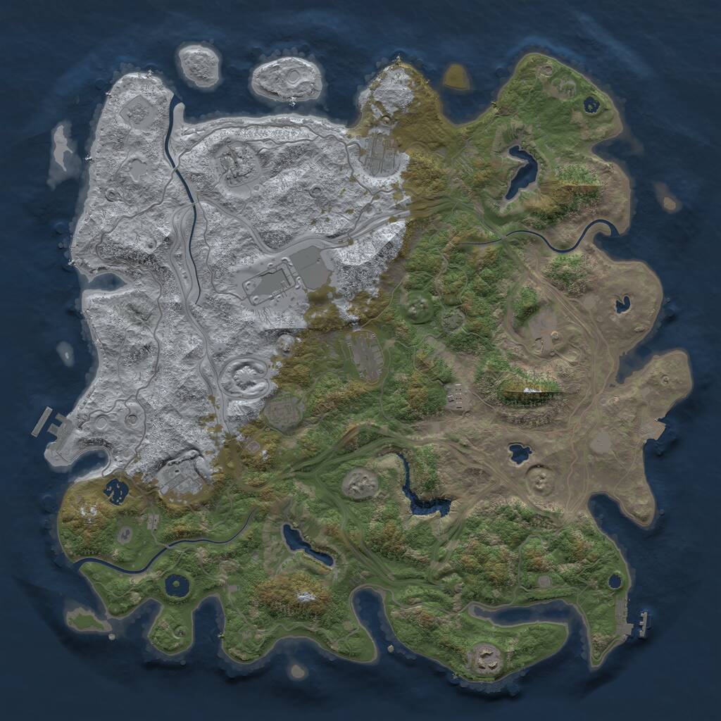Rust Map: Procedural Map, Size: 4500, Seed: 811221679, 16 Monuments