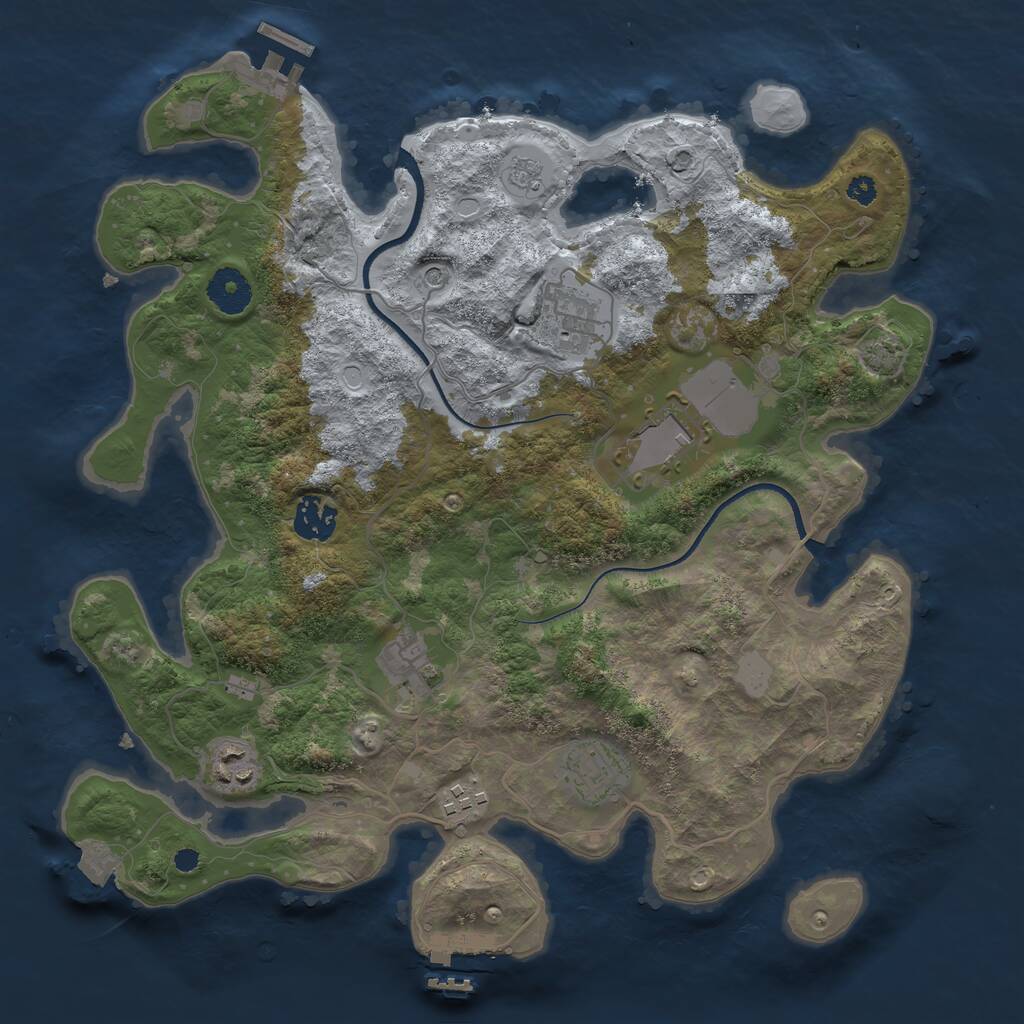 Rust Map: Procedural Map, Size: 3500, Seed: 114685880, 13 Monuments