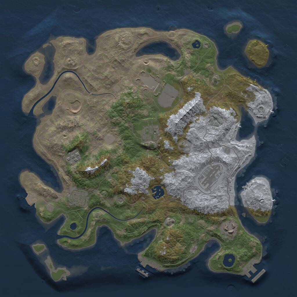 Rust Map: Procedural Map, Size: 3500, Seed: 1249259745, 13 Monuments