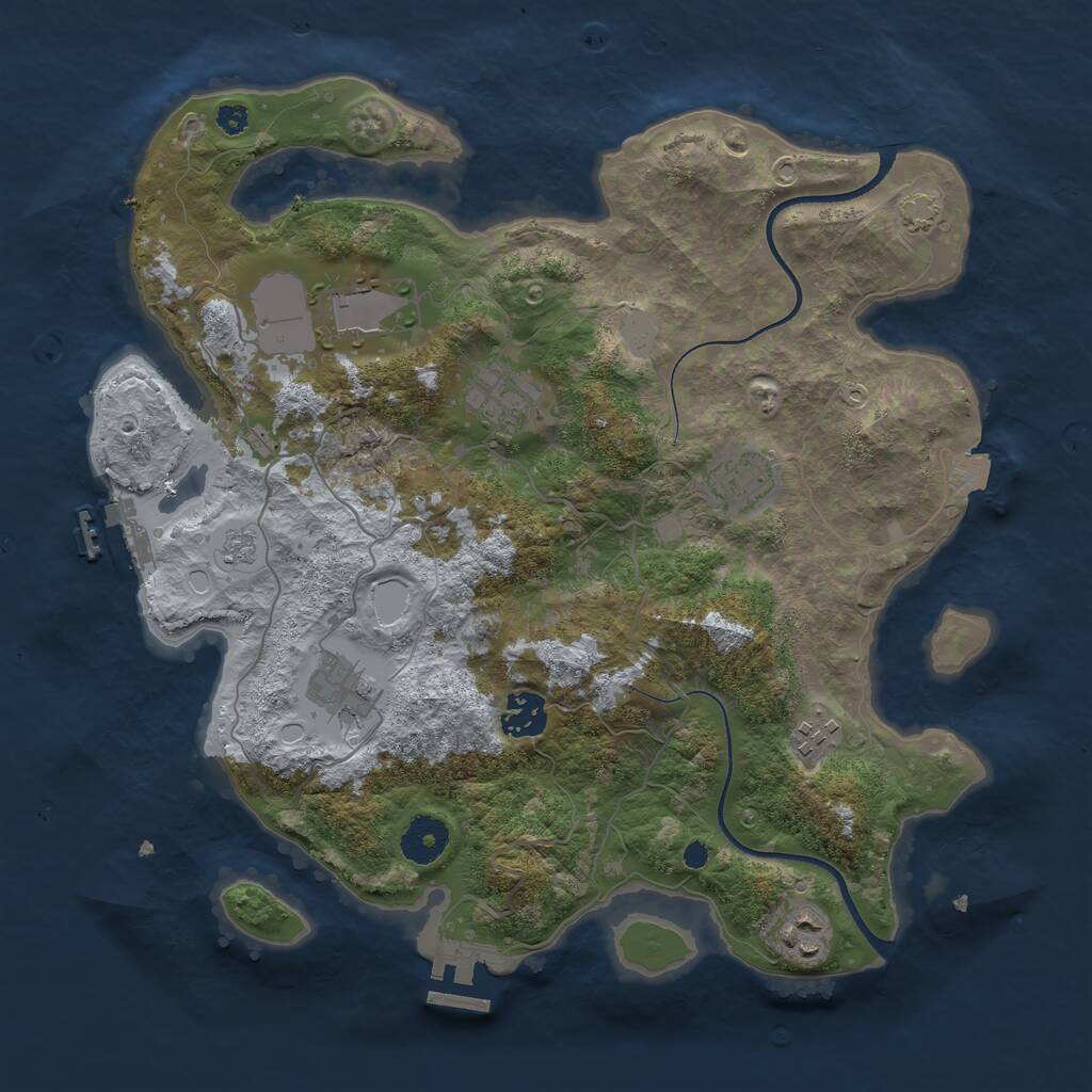 Rust Map: Procedural Map, Size: 3500, Seed: 594838858, 12 Monuments