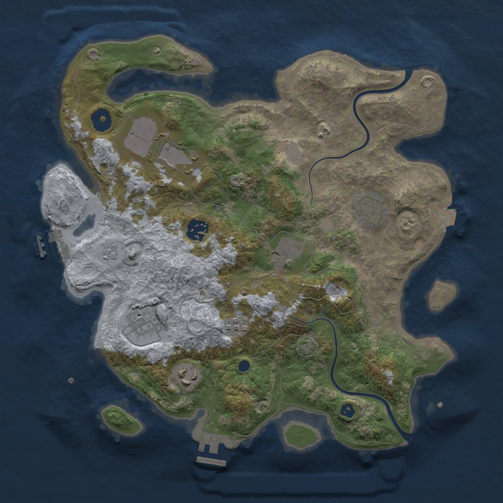 Rust Map: Procedural Map, Size: 3500, Seed: 594838858, 13 Monuments