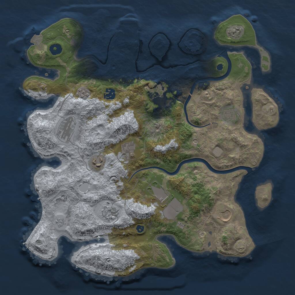 Rust Map: Procedural Map, Size: 3750, Seed: 1010245261, 15 Monuments