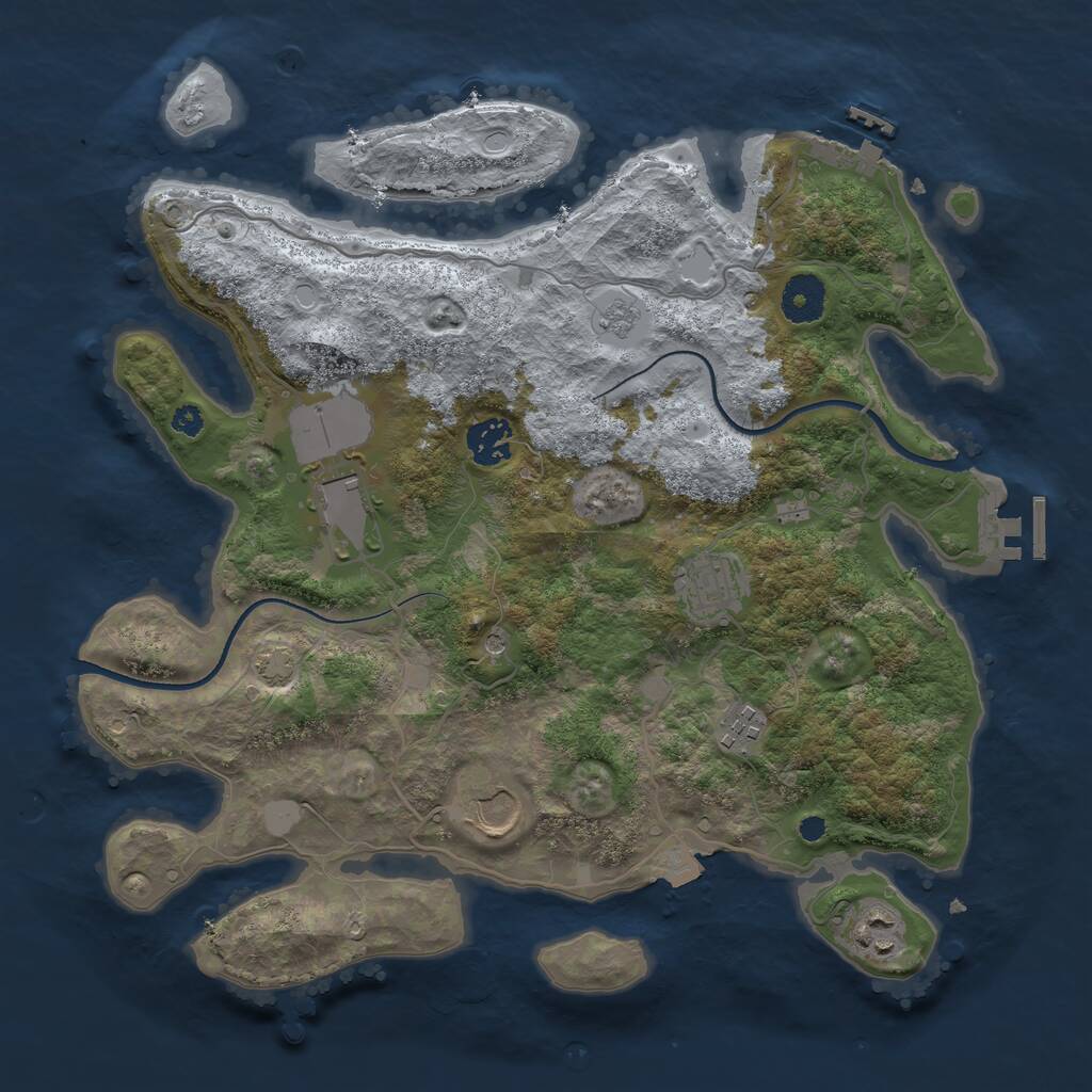 Rust Map: Procedural Map, Size: 3500, Seed: 1088364317, 12 Monuments