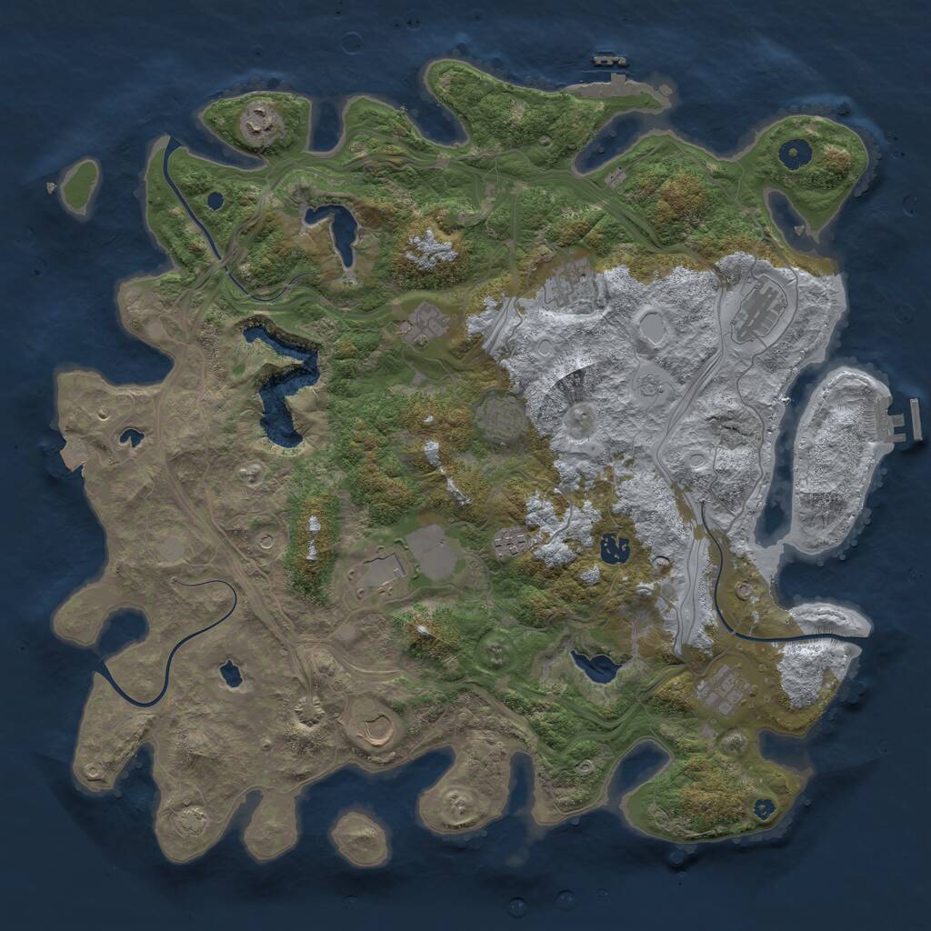 Rust Map: Procedural Map, Size: 4500, Seed: 547050522, 16 Monuments