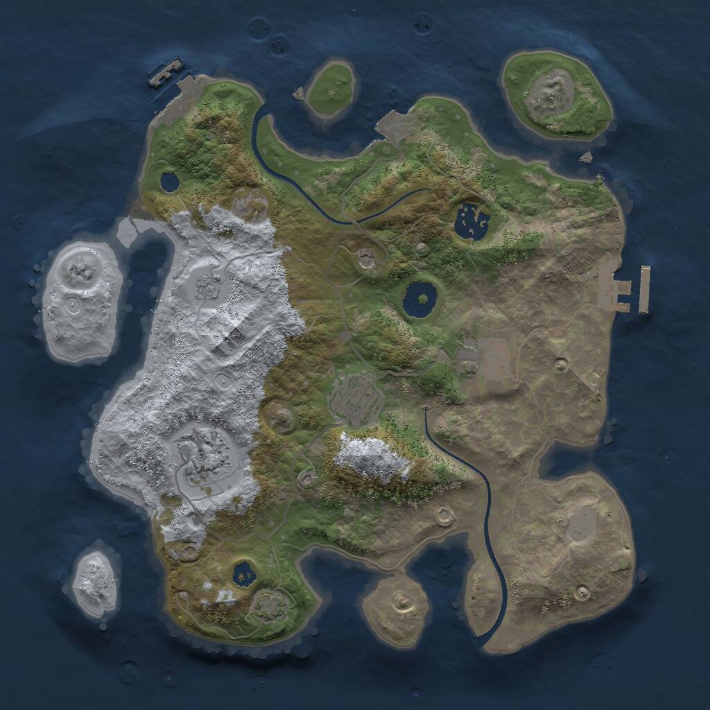 Rust Map: Procedural Map, Size: 3000, Seed: 27308, 10 Monuments