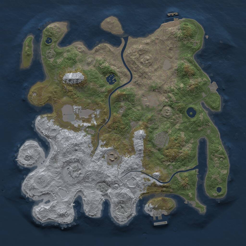 Rust Map: Procedural Map, Size: 3750, Seed: 700211589, 13 Monuments