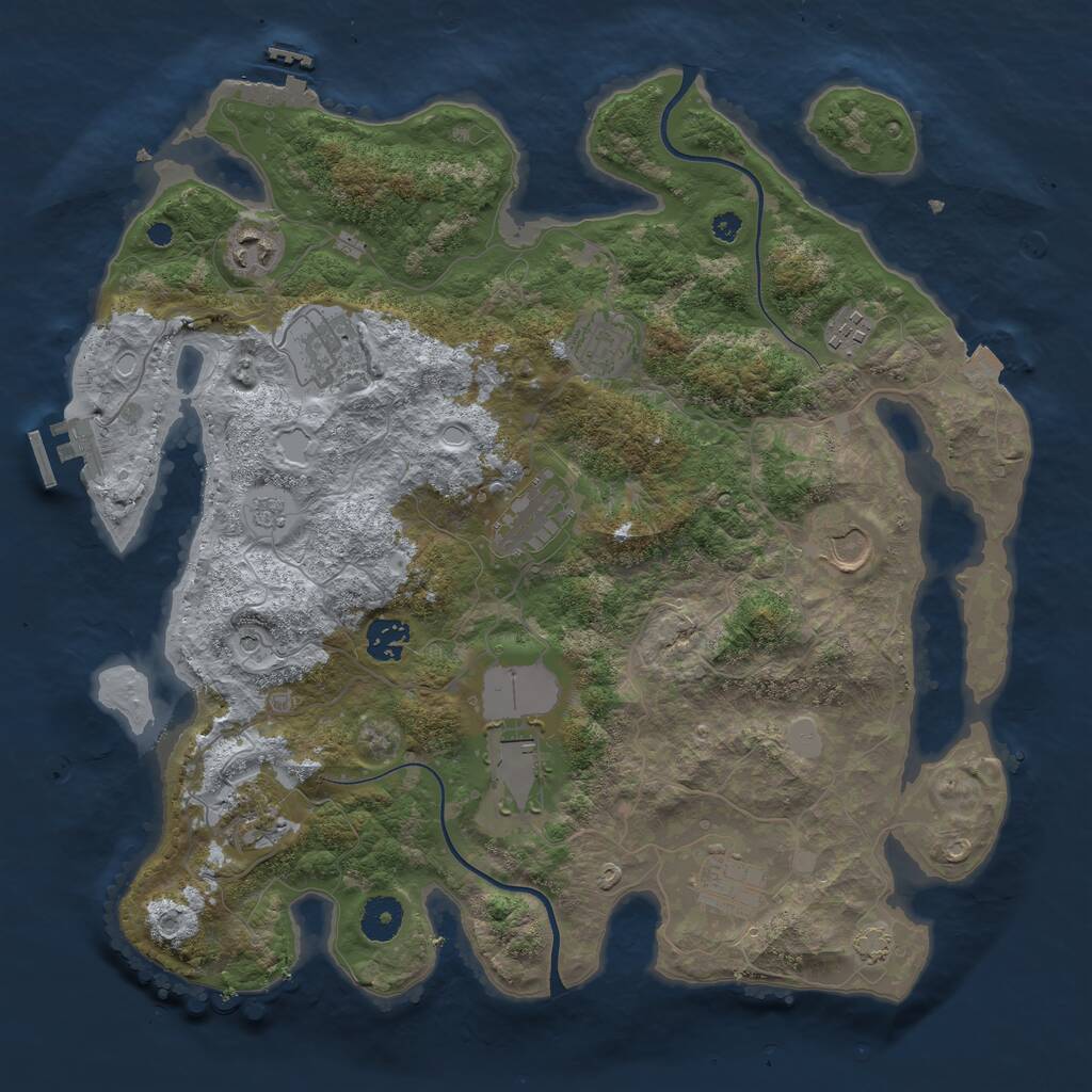 Rust Map: Procedural Map, Size: 3750, Seed: 1164582027, 16 Monuments