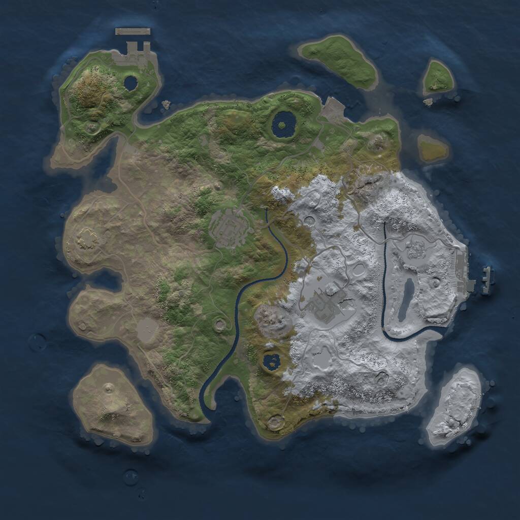Rust Map: Procedural Map, Size: 3000, Seed: 62867, 8 Monuments