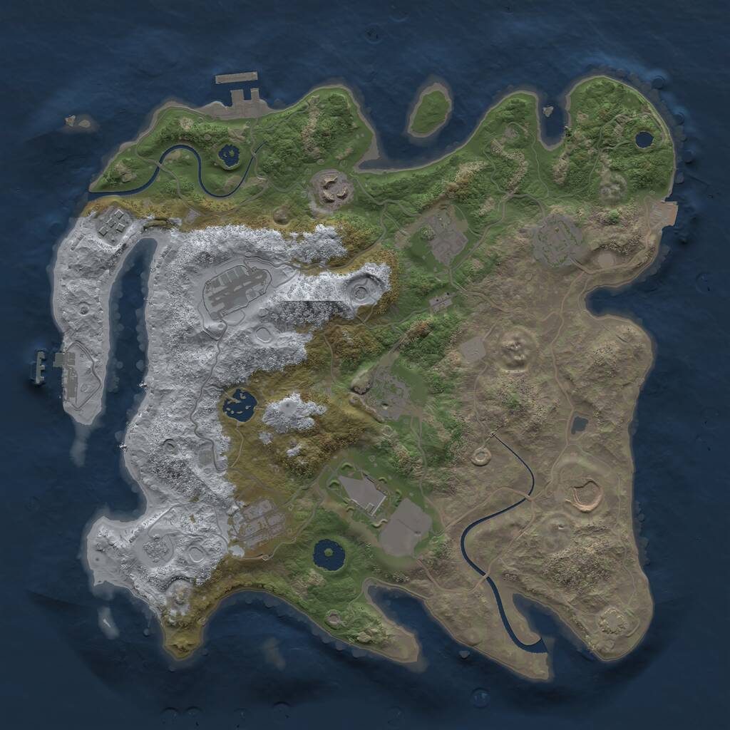 Rust Map: Procedural Map, Size: 3500, Seed: 1627519033, 16 Monuments