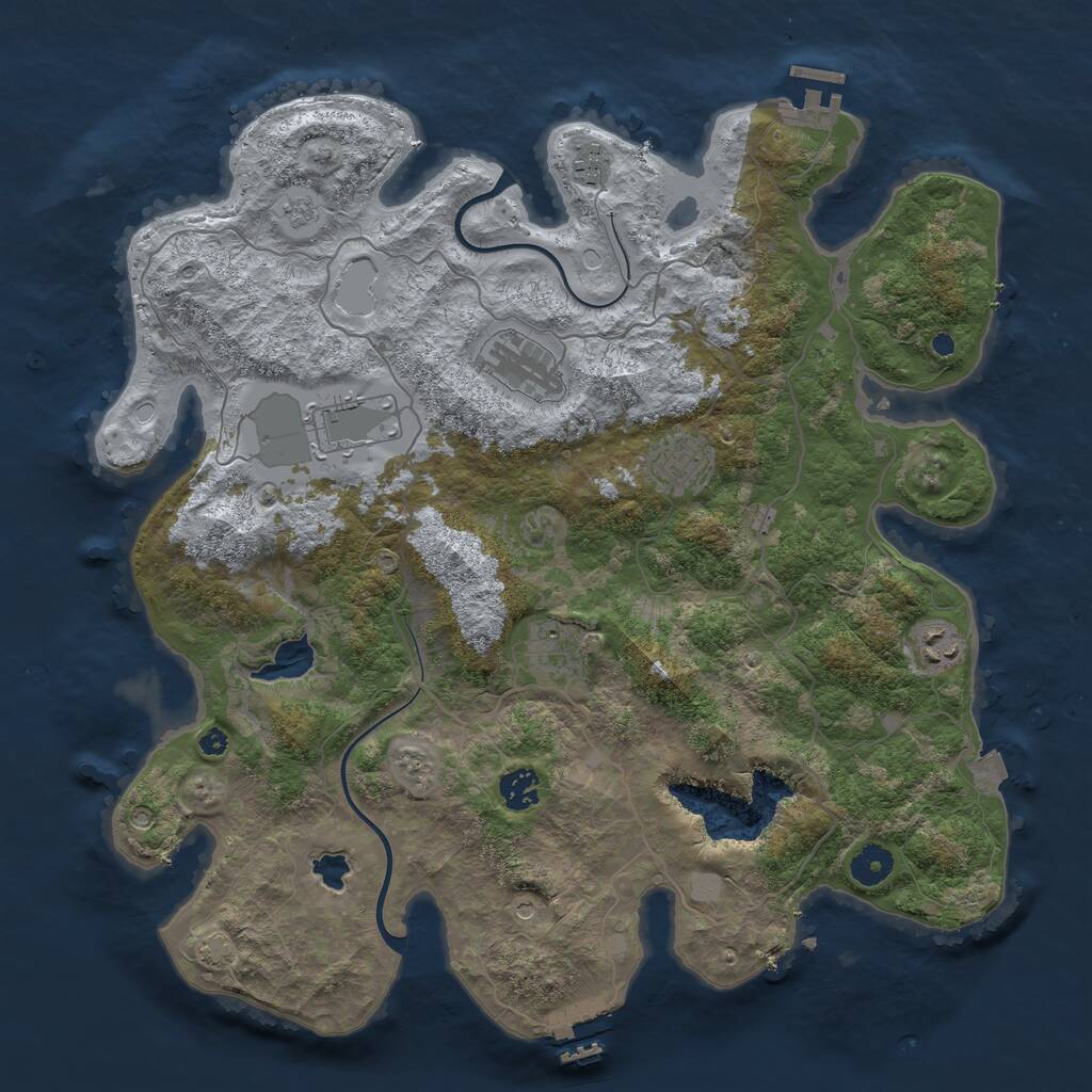 Rust Map: Procedural Map, Size: 4000, Seed: 53741, 13 Monuments