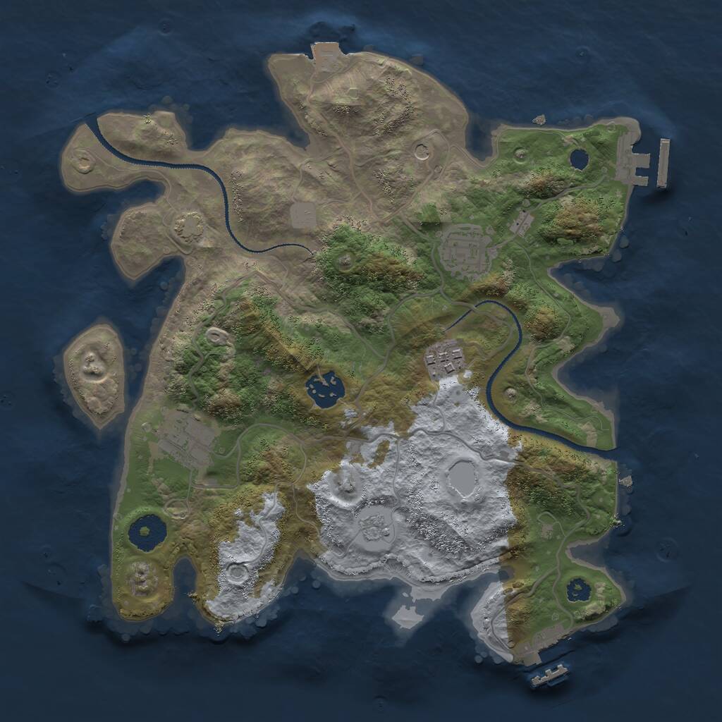 Rust Map: Procedural Map, Size: 3000, Seed: 1136160037, 10 Monuments