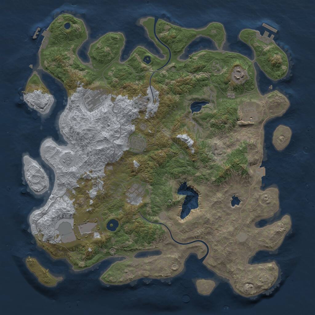 Rust Map: Procedural Map, Size: 4000, Seed: 894028529, 13 Monuments