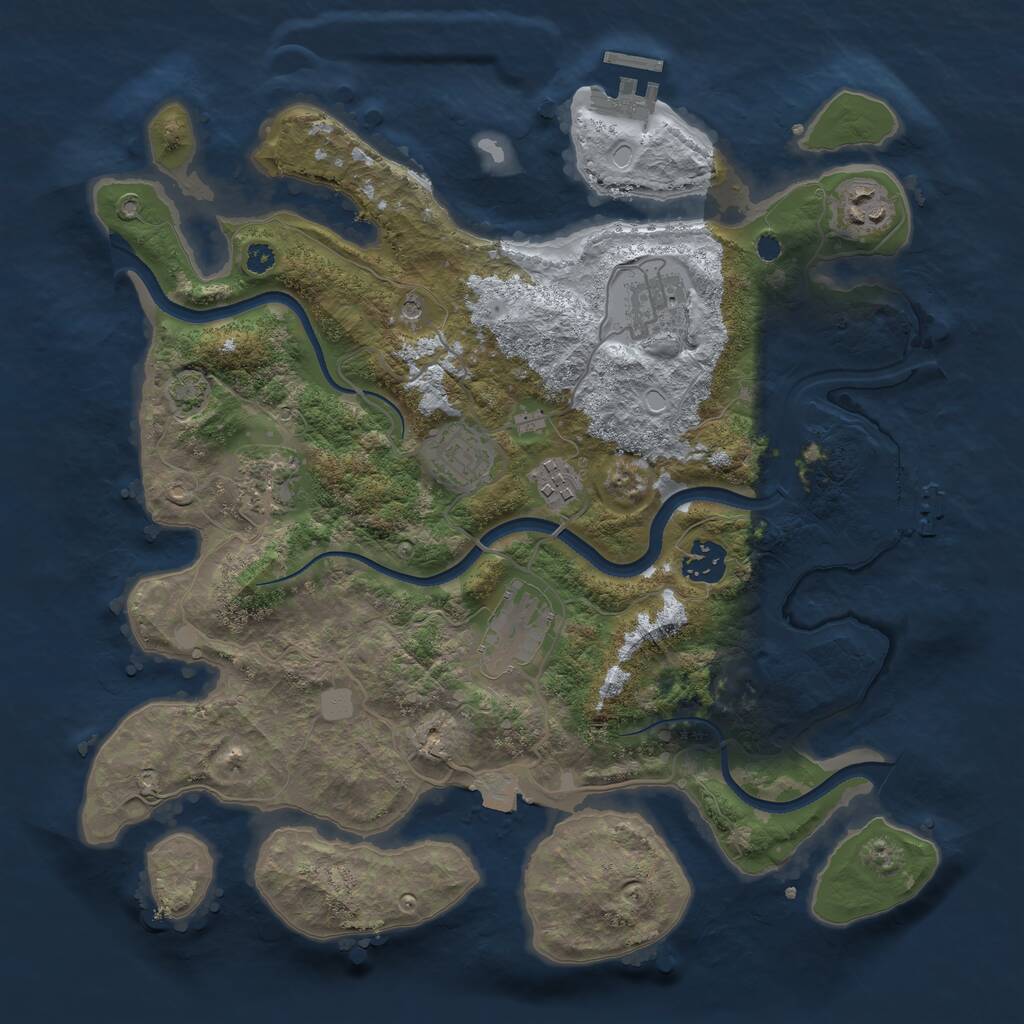 Rust Map: Procedural Map, Size: 3500, Seed: 1758898427, 12 Monuments