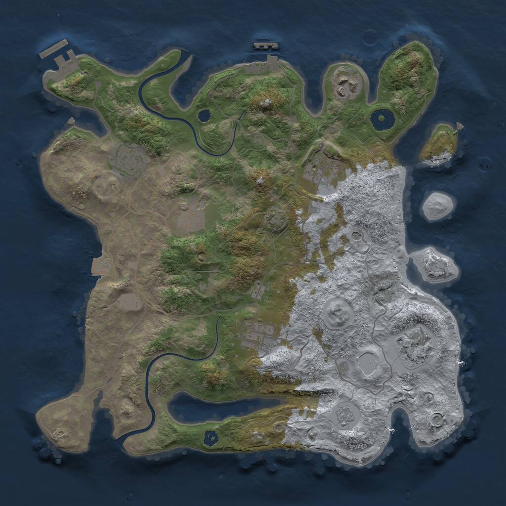 Rust Map: Procedural Map, Size: 3300, Seed: 1412930426, 12 Monuments