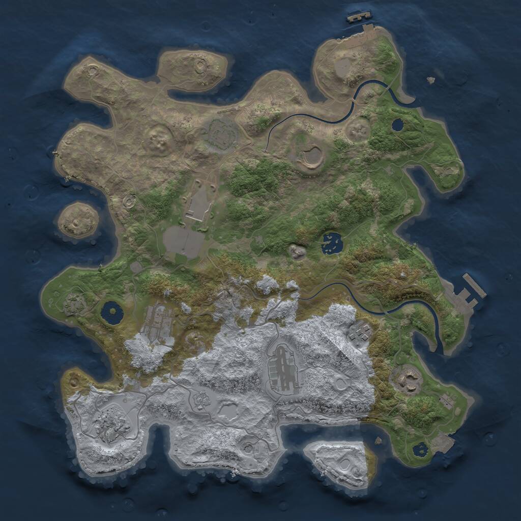 Rust Map: Procedural Map, Size: 3500, Seed: 1249236082, 15 Monuments