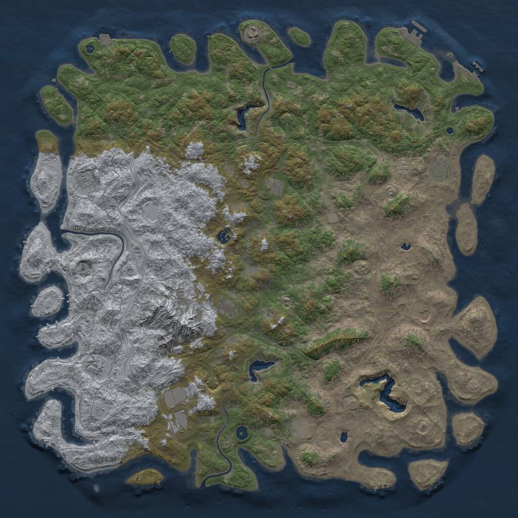 Rust Map: Procedural Map, Size: 6000, Seed: 1463769963, 17 Monuments