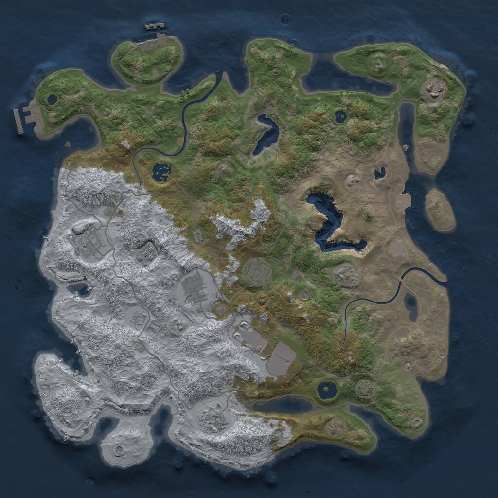 Rust Map: Procedural Map, Size: 4000, Seed: 1823901283, 14 Monuments
