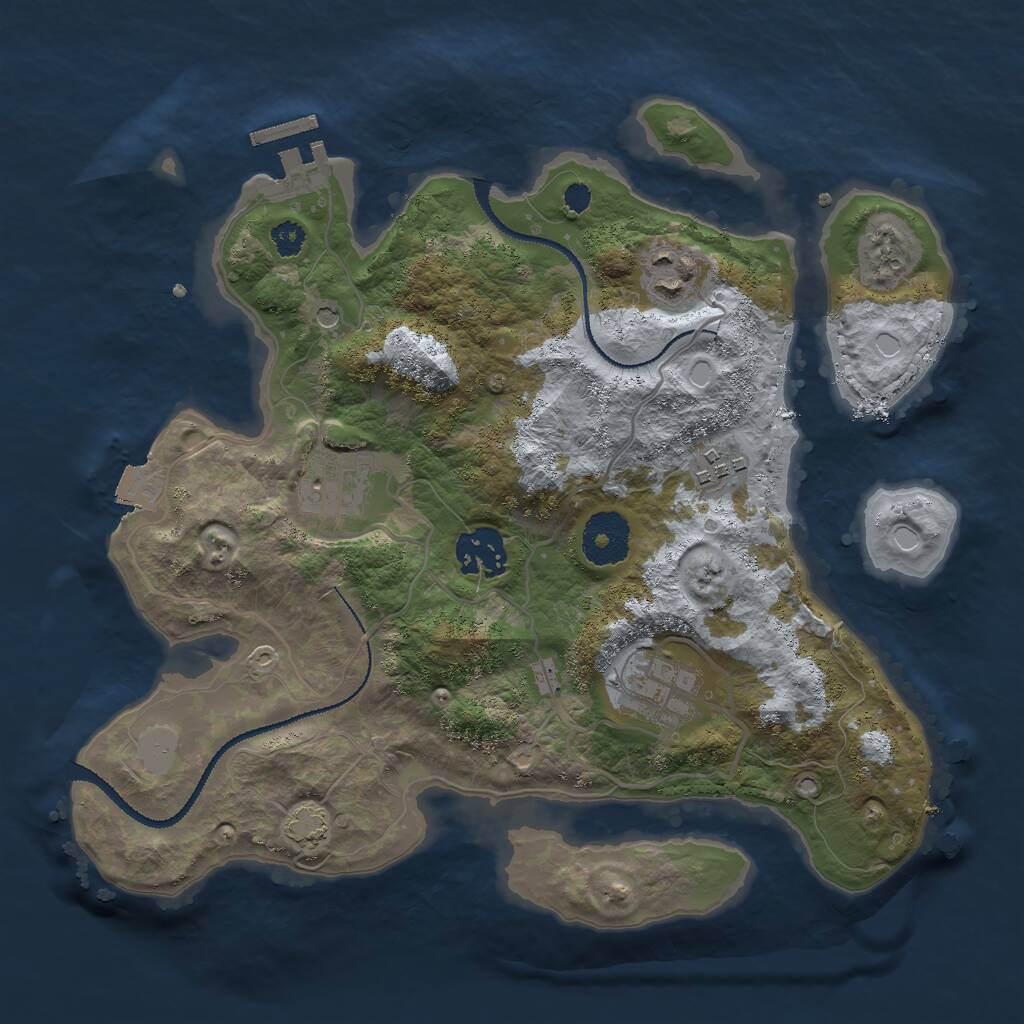 Rust Map: Procedural Map, Size: 3000, Seed: 51313, 9 Monuments