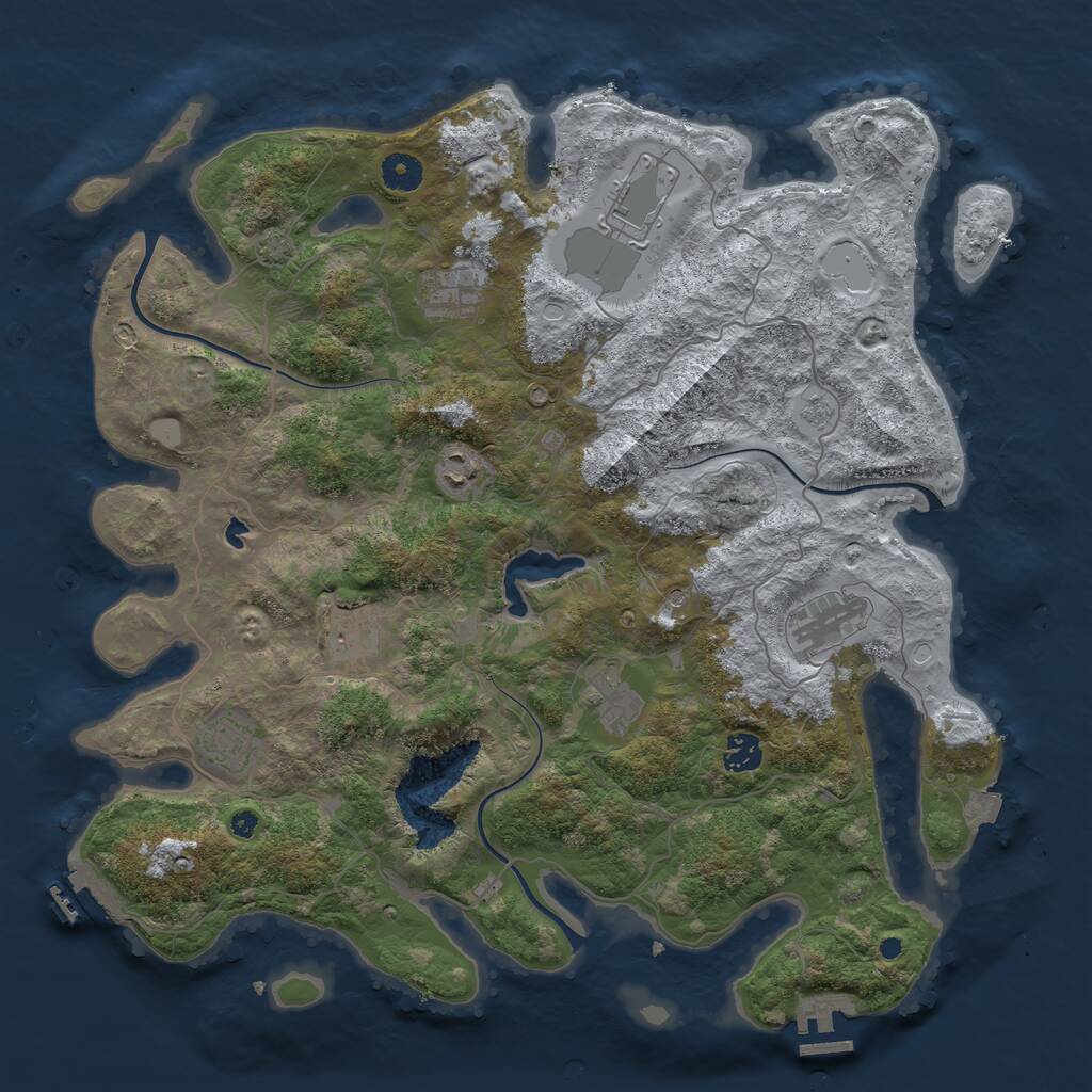 Rust Map: Procedural Map, Size: 4096, Seed: 1423446075, 14 Monuments