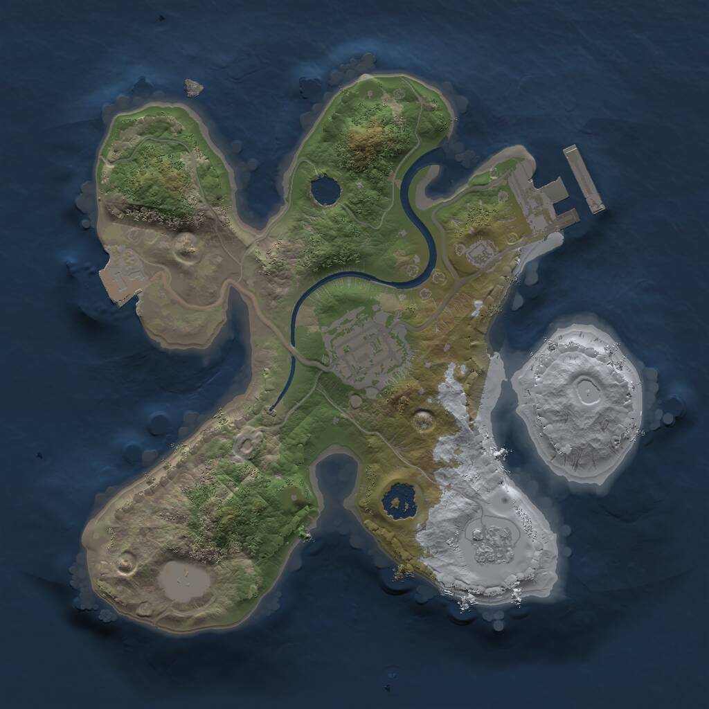 Rust Map: Procedural Map, Size: 2000, Seed: 1847706830, 4 Monuments