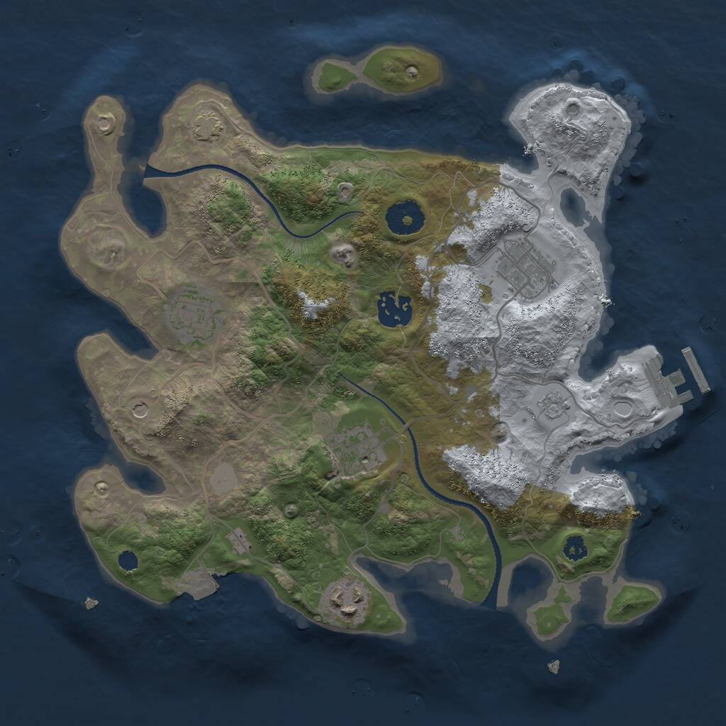 Rust Map: Procedural Map, Size: 3000, Seed: 1927511930, 10 Monuments