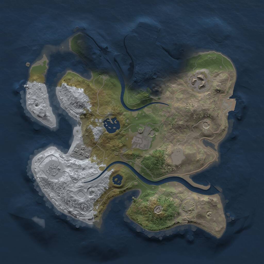 Rust Map: Procedural Map, Size: 2500, Seed: 832373981, 9 Monuments