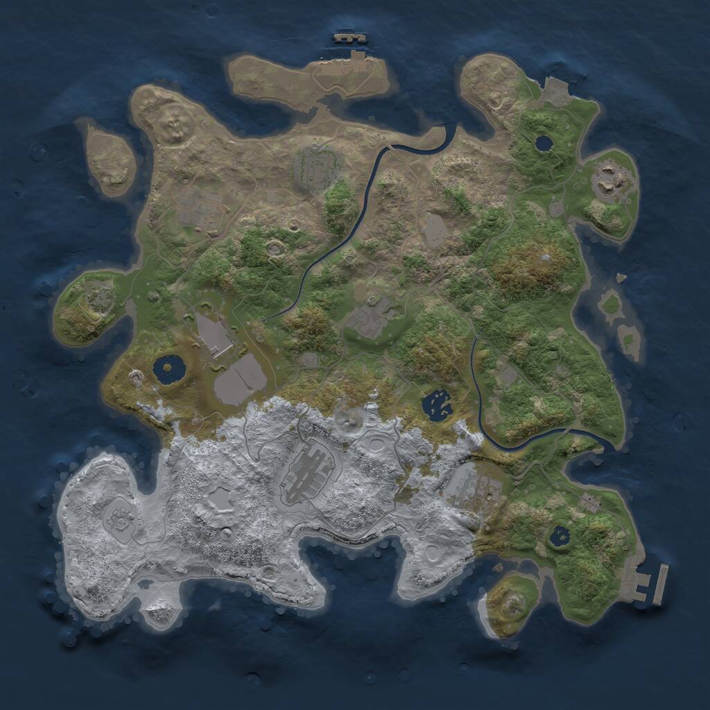 Rust Map: Procedural Map, Size: 3500, Seed: 423991, 13 Monuments