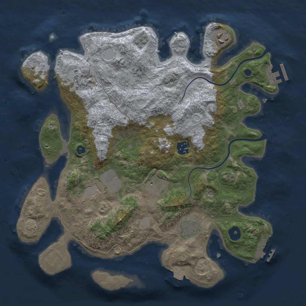 Rust Map: Procedural Map, Size: 3500, Seed: 447918, 13 Monuments