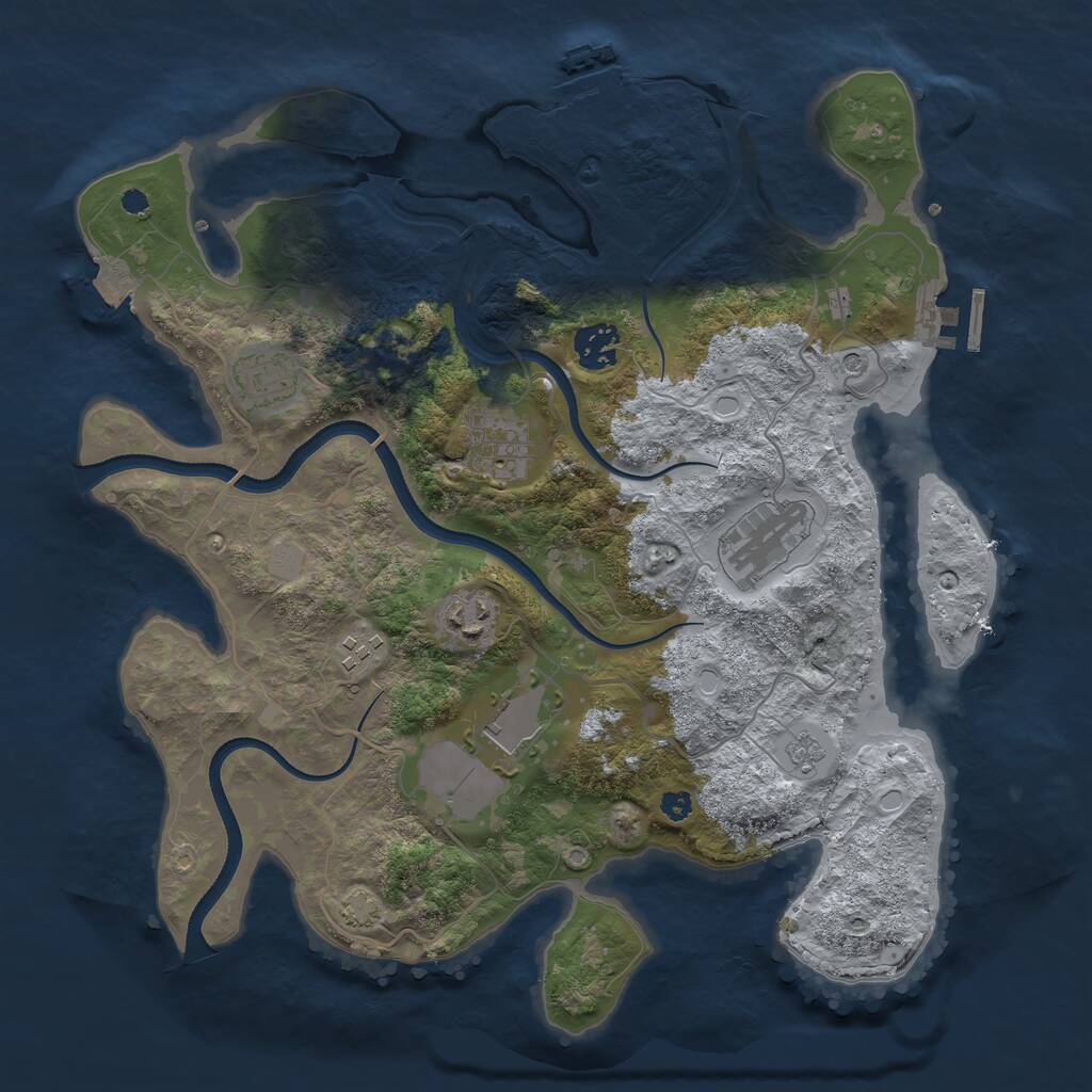 Rust Map: Procedural Map, Size: 3500, Seed: 86875, 13 Monuments