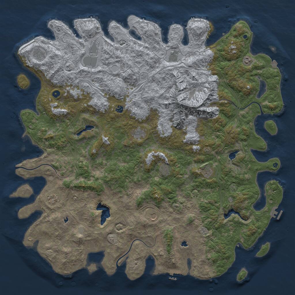 Rust Map: Procedural Map, Size: 6000, Seed: 691853035, 17 Monuments